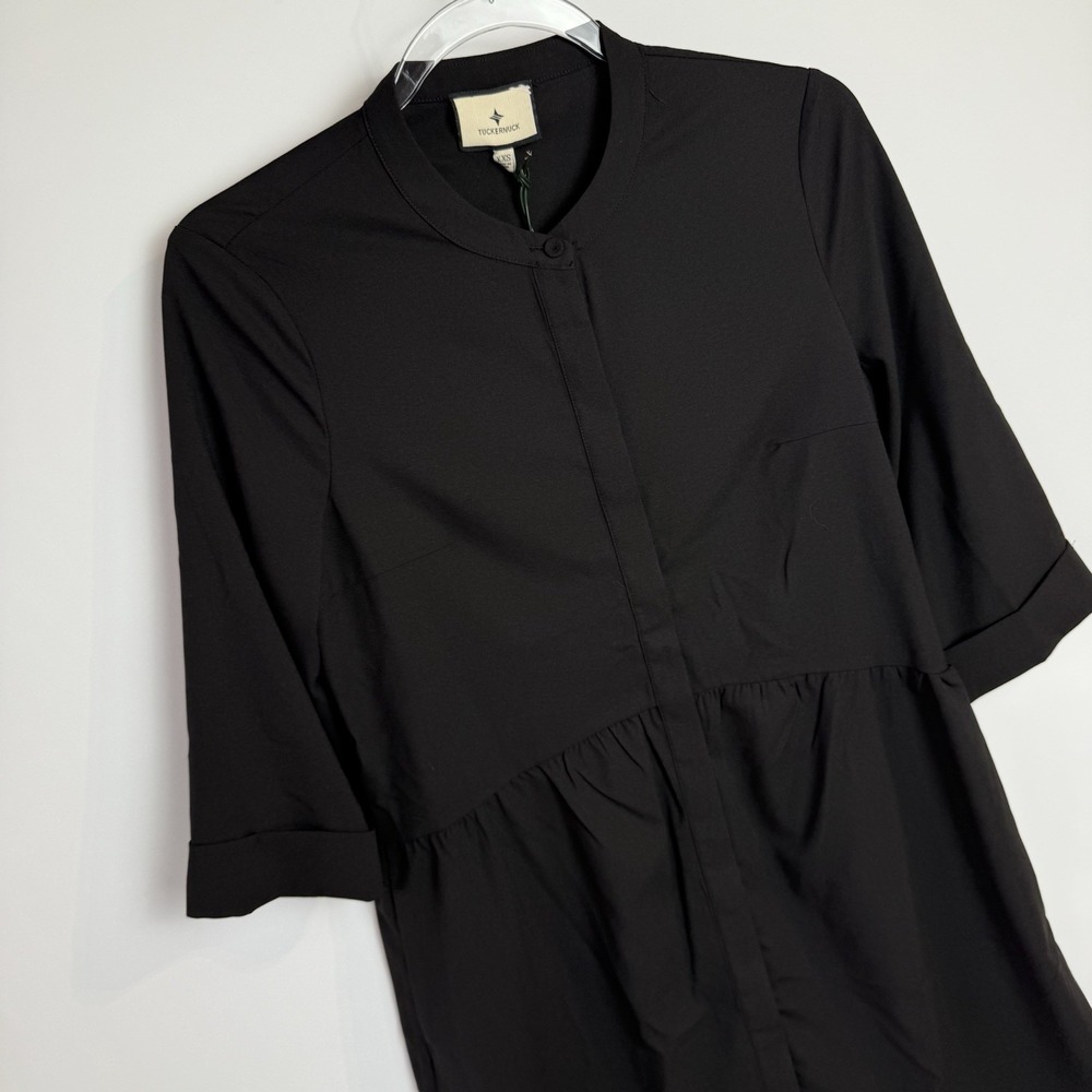 Tuckernuck Royal Shirt Dress Women's XXS Black Stretch Crepe Mini $148 Y24227T - Picture 4 of 14